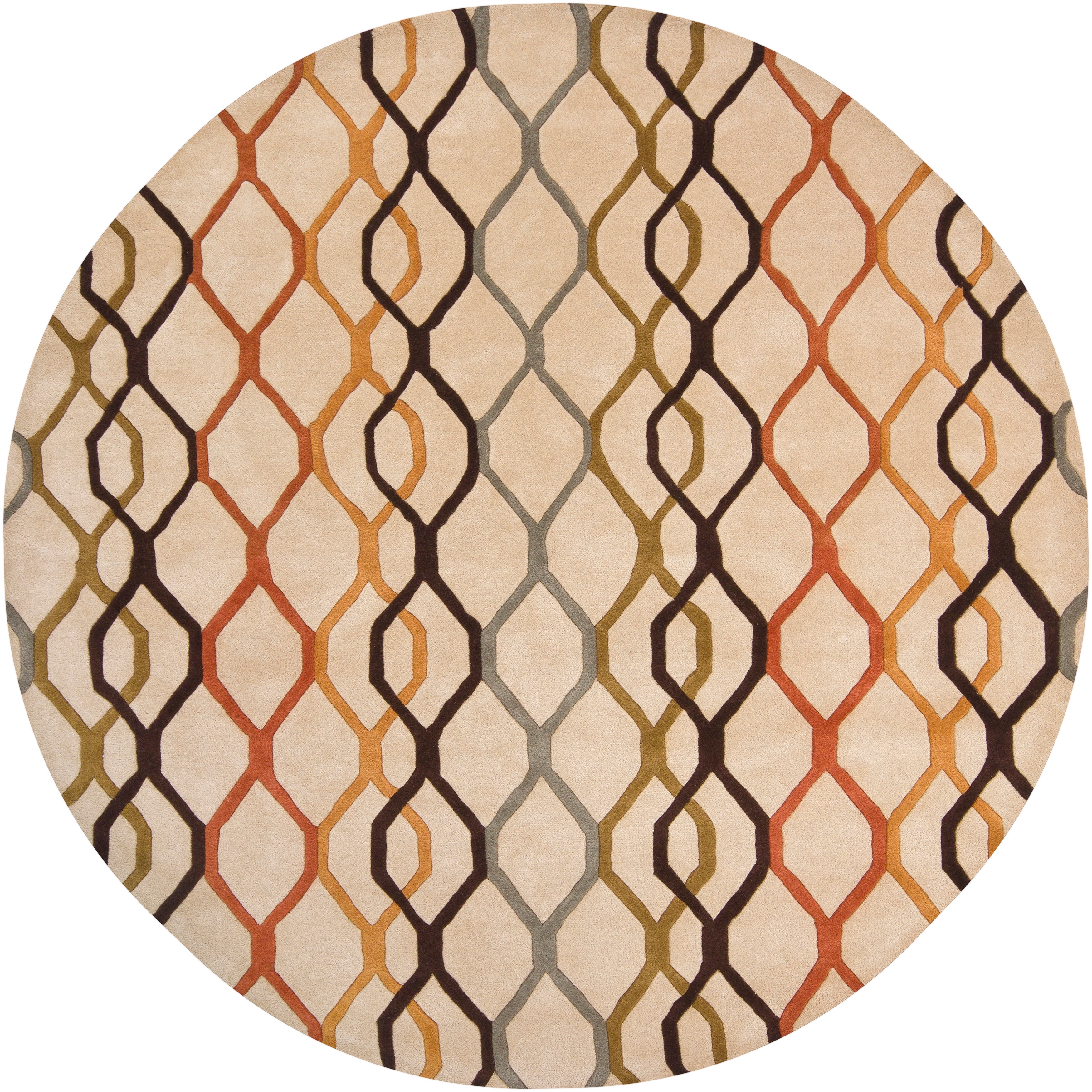 Hand tufted Mandara Beige Wool Rug (79 Round)