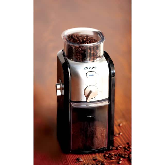 Krups GVX212 Black and Silver Burr Coffee Grinder On Sale