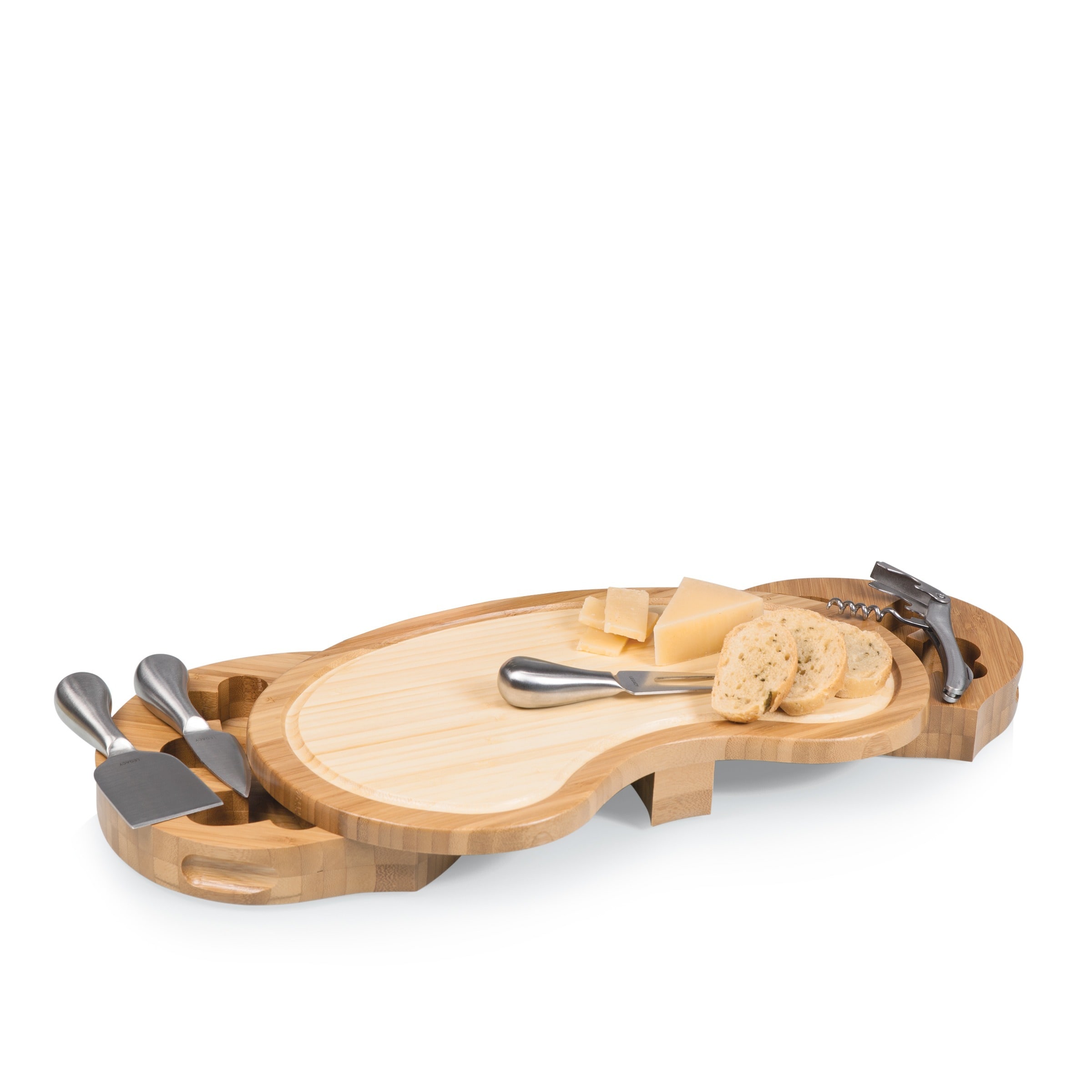 Picnic Time Mariposa Bamboo Cheese Board With Wine And Cheese Accessories