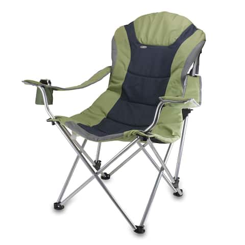 Picnic Time Sage Green Steel Frame Polyester Reclining Camp Chair