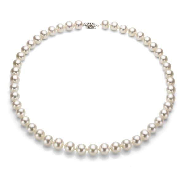 DaVonna Silver White FW Pearl 16-inch Necklace (6.5-7 mm)