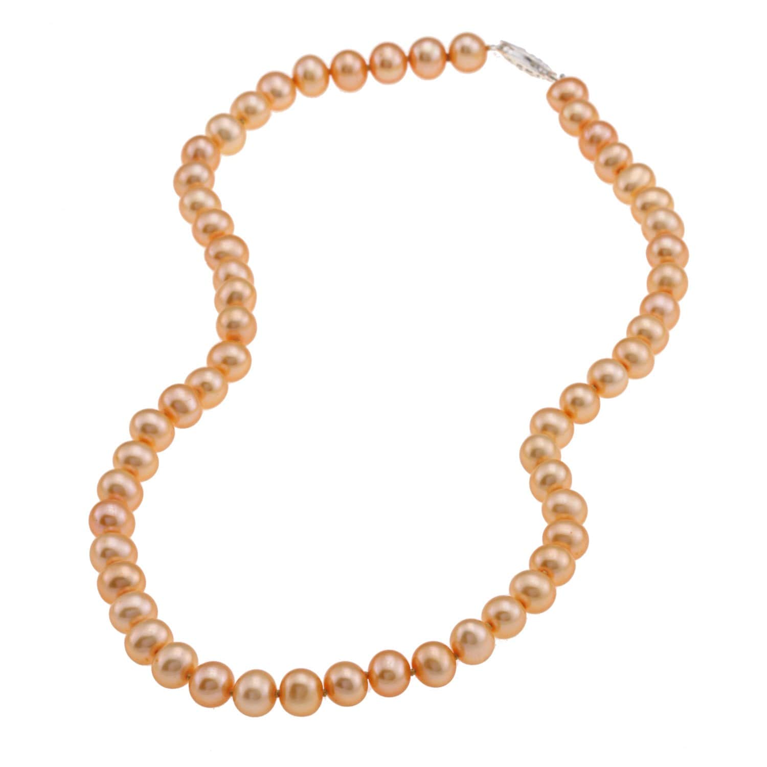 FB Jewels Solid 14K Yellow Gold 6-7mm Pink Yellow Gold Fw Cultured Near Round Pearl Necklace
