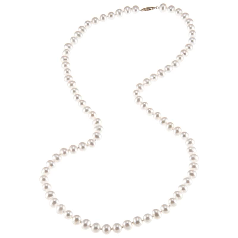 DaVonna Sterling Silver 6-7mm White Freshwater Pearl Necklace