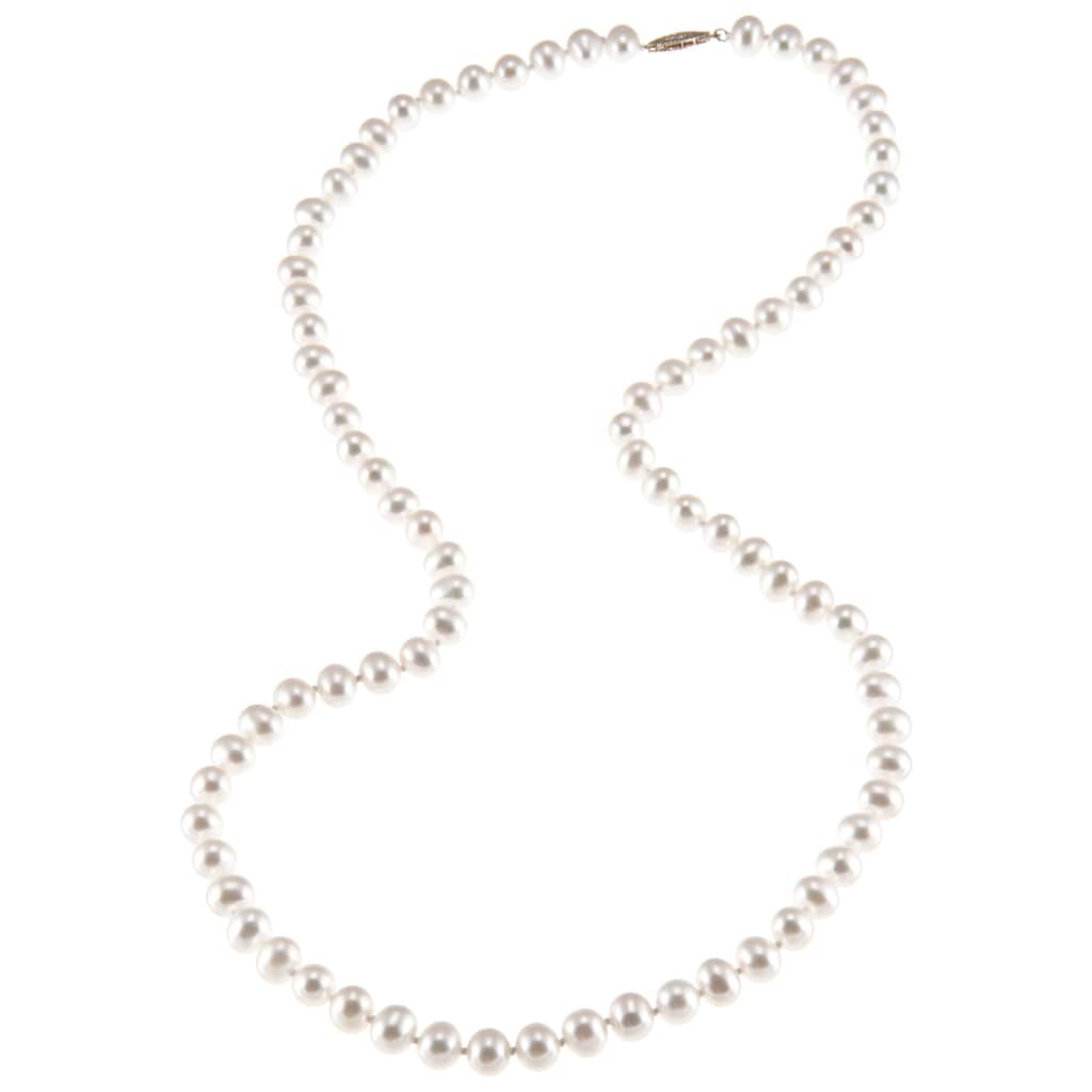 DaVonna Sterling Silver 6-7mm White Freshwater Pearl Necklace