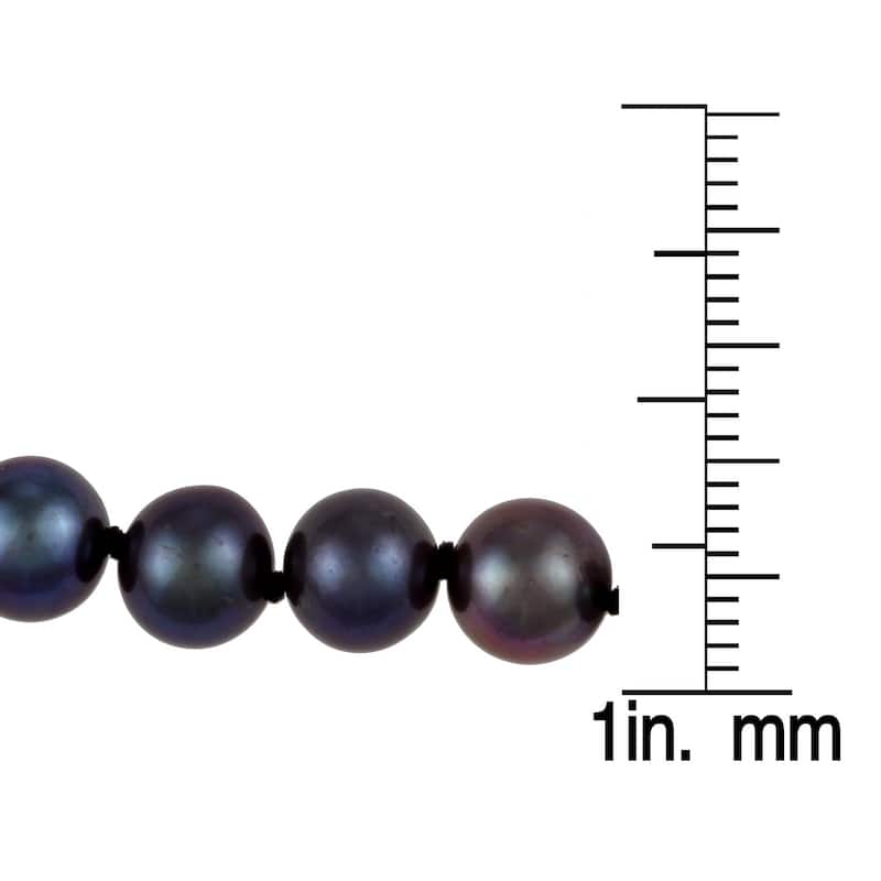 DaVonna Sterling Silver 6-7mm Black Freshwater Pearl Necklace