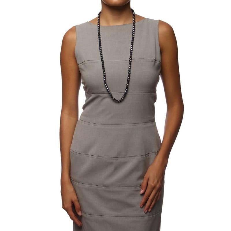 DaVonna Sterling Silver 6-7mm Black Freshwater Pearl Necklace
