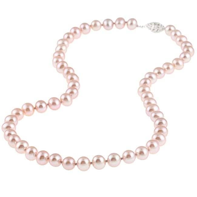 DaVonna Sterling Silver 6-7mm Pink Freshwater Pearl Necklace