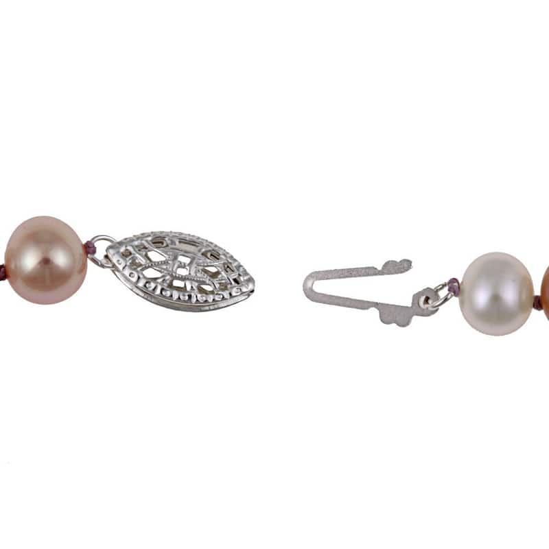DaVonna Sterling Silver 6-7mm Pink Multi Freshwater Pearl Necklace (16-36 inches)