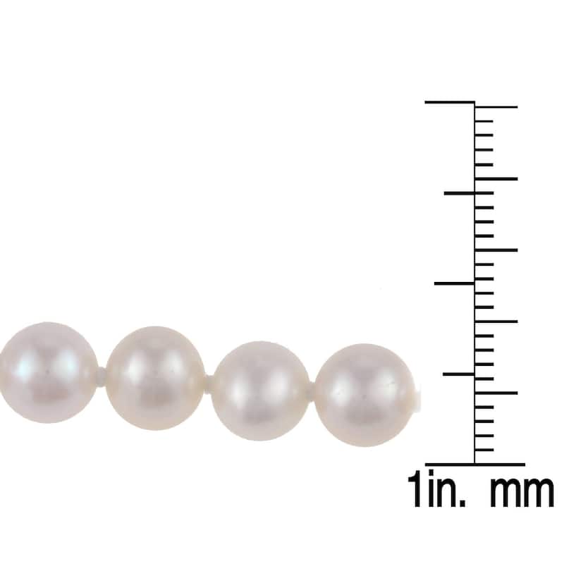 DaVonna Silver White FW Pearl 24-inch Necklace (6.5-7 mm)