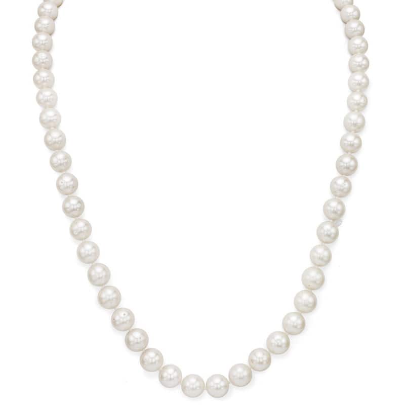 DaVonna Silver White FW Pearl 24-inch Necklace (6.5-7 mm) - 24 Inch - 6-6.5 MM - White