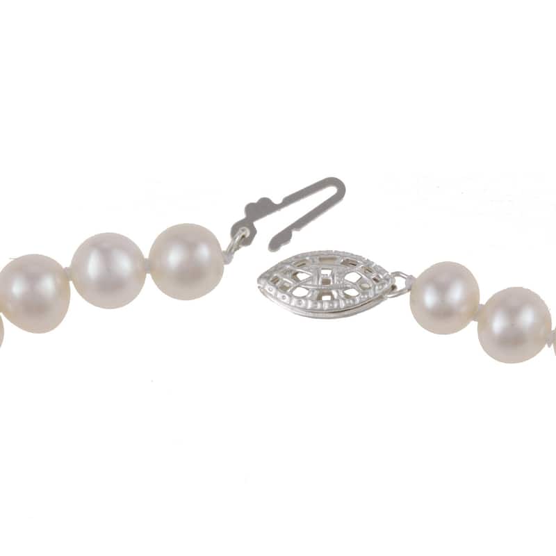 DaVonna Silver White FW Pearl 24-inch Necklace (6.5-7 mm)