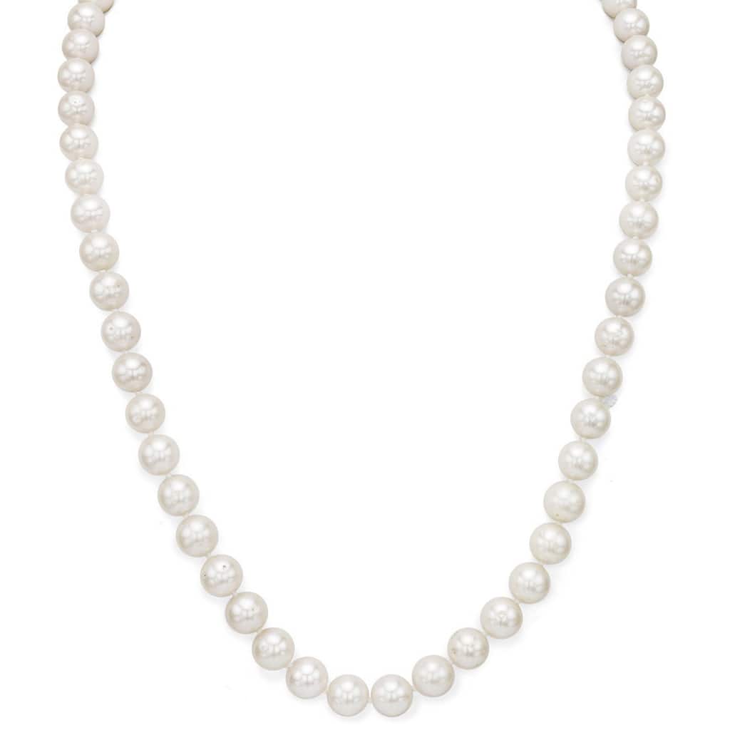 DaVonna Silver White FW Pearl 24-inch Necklace (6.5-7 mm)