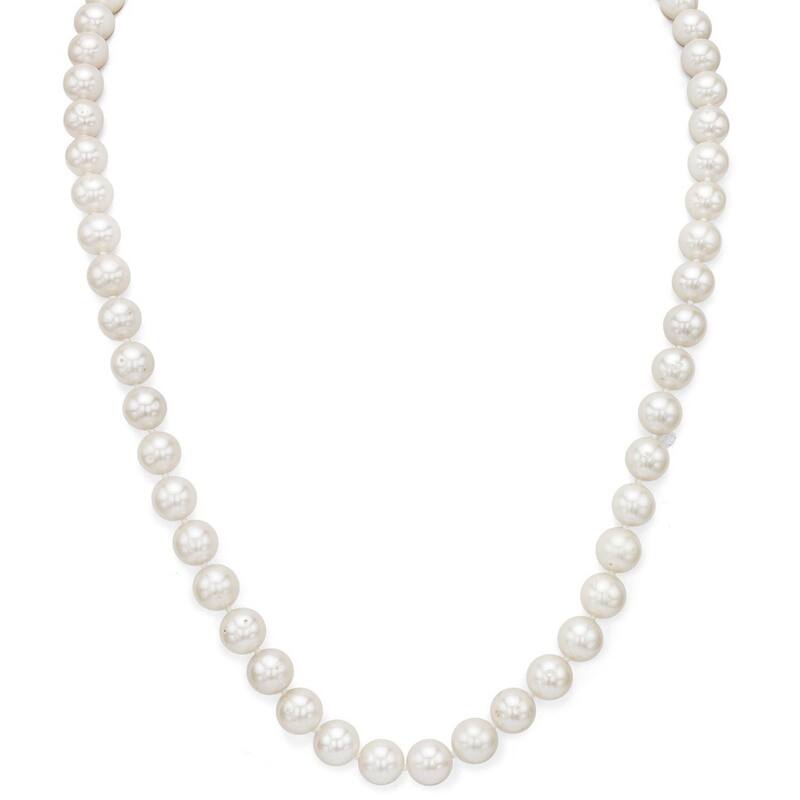 DaVonna Silver White FW Pearl 24-inch Necklace (6.5-7 mm)