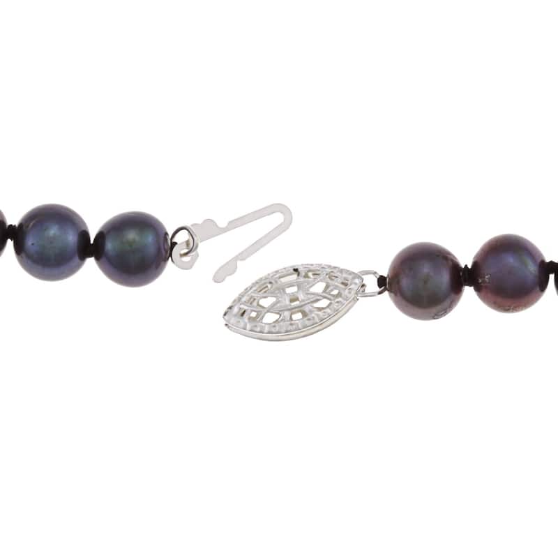 DaVonna Sterling Silver 6-7mm Black Freshwater Pearl Necklace 24-inch