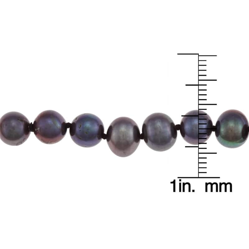 DaVonna Sterling Silver 6-7mm Black Freshwater Pearl Necklace 24-inch