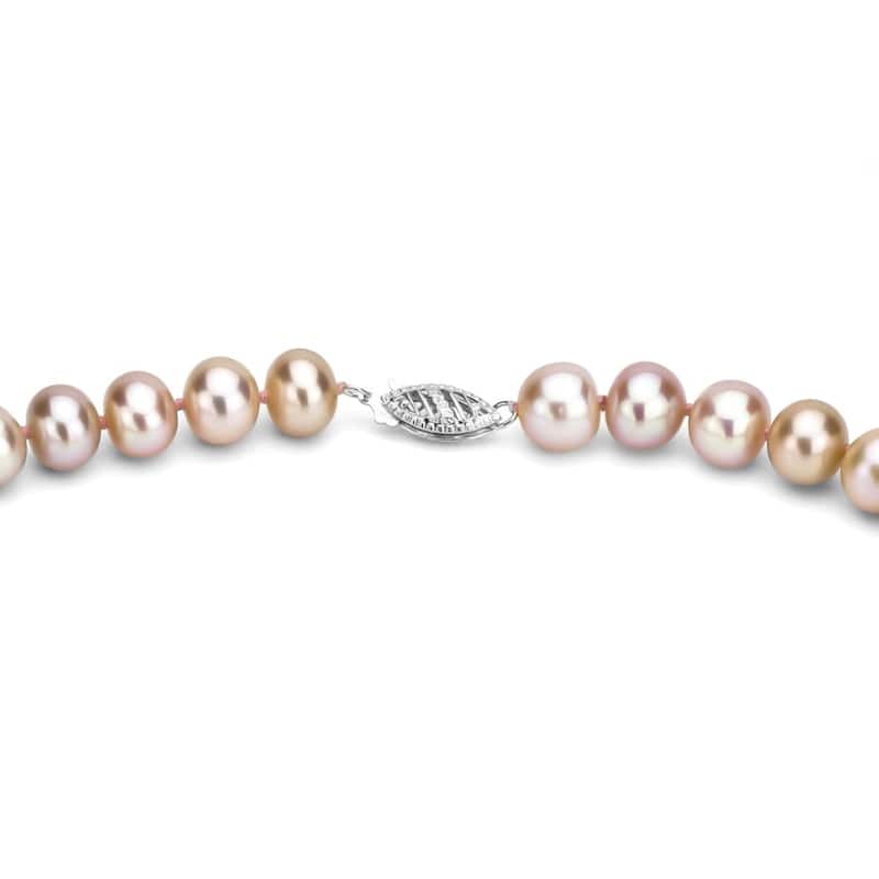 DaVonna Silver Pink FW Pearl 24-inch Necklace (6.5-7 mm)