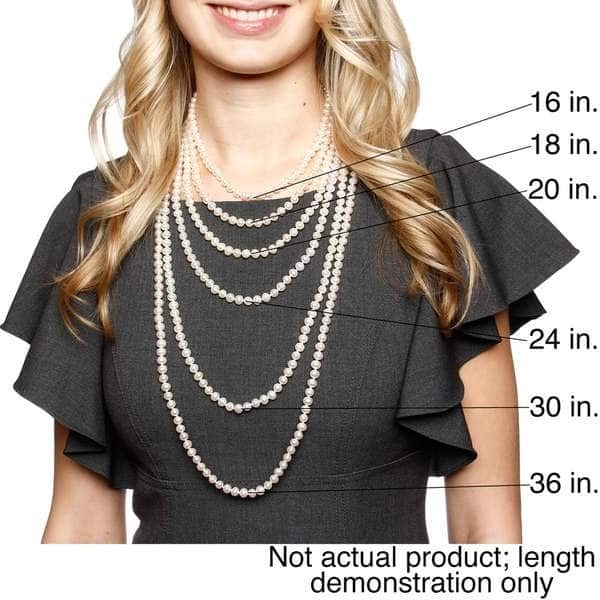 DaVonna Silver Pink FW Pearl 24-inch Necklace (6.5-7 mm)