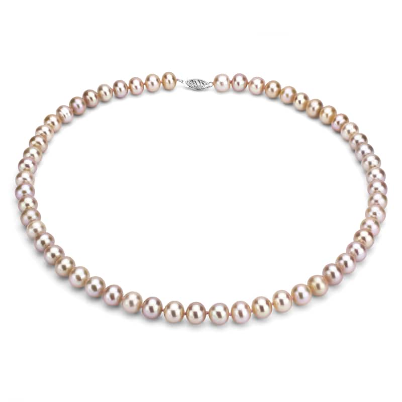 DaVonna Silver Pink FW Pearl 24-inch Necklace (6.5-7 mm)