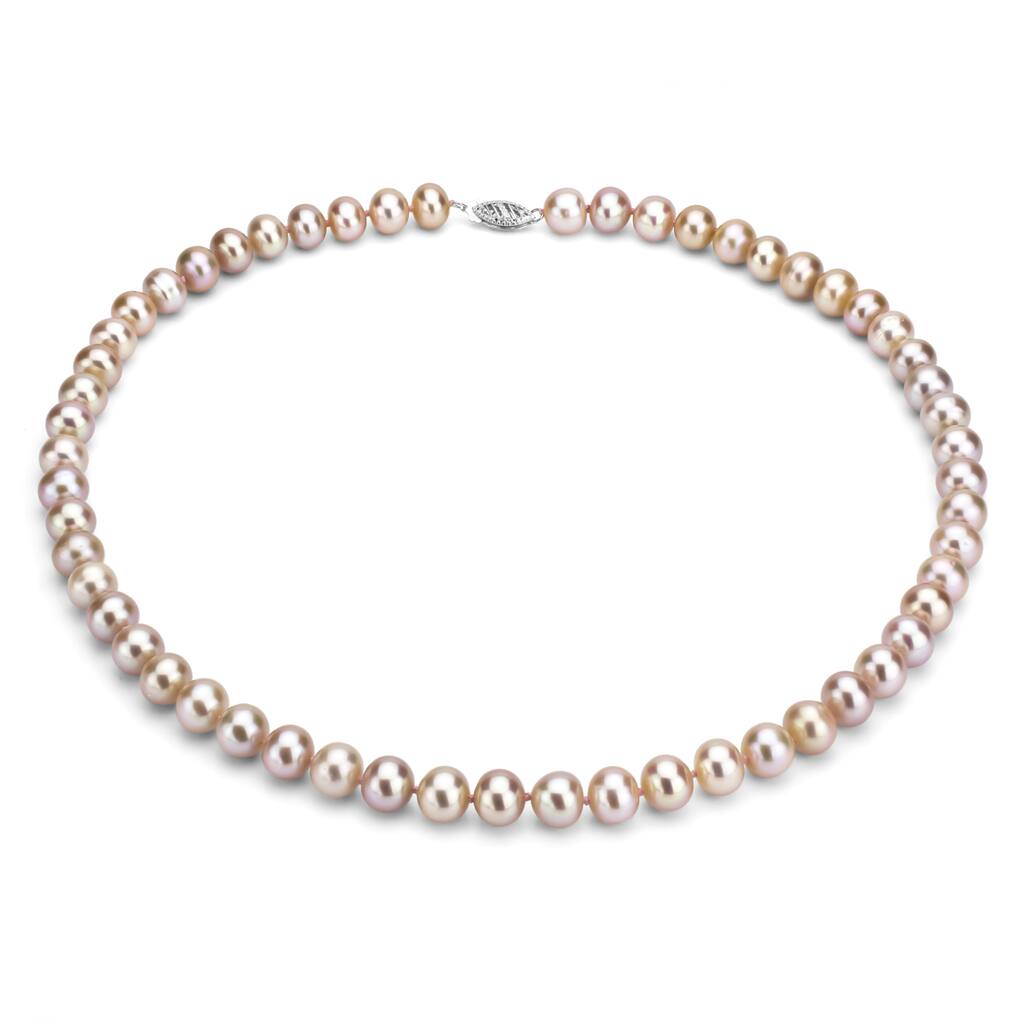 DaVonna Silver Pink FW Pearl 24-inch Necklace (6.5-7 mm)