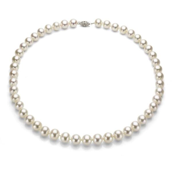 Sterling Silver 7-8mm White Freshwater Cultured Pearl Key Necklace 17 Inches Sterling Silver 7-8mm White Freshwater Cultured Pearl Key Necklace 17 Inches