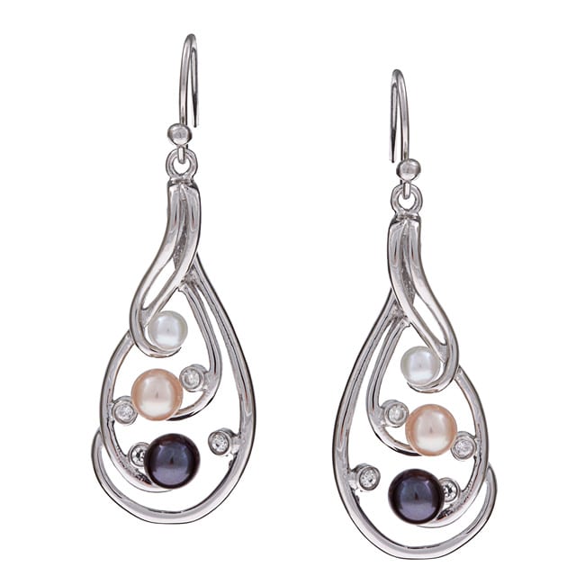 Kabella Sterling Silver Freshwater Pearl and Crystal Earrings (3.5 4