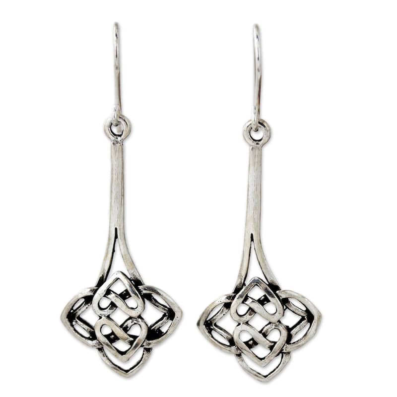 Handmade Sterling Silver Tiger Lily Dangle Earrings (Thailand) - White - White