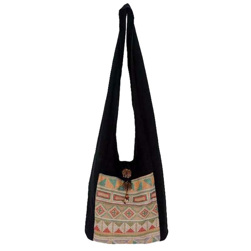 NOVICA Handmade Cotton 'Happy Geometry' Shoulder Bag