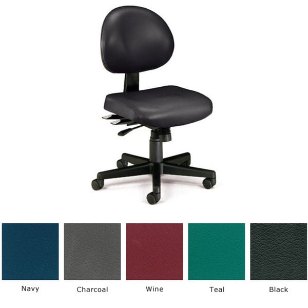 OFM 24 Hour Mid Back Ergonomic Armless Task Chair Anti Microbial