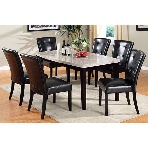 Shop Furniture of America Lisle Marble Top 7-piece Dinette Set - Free ...