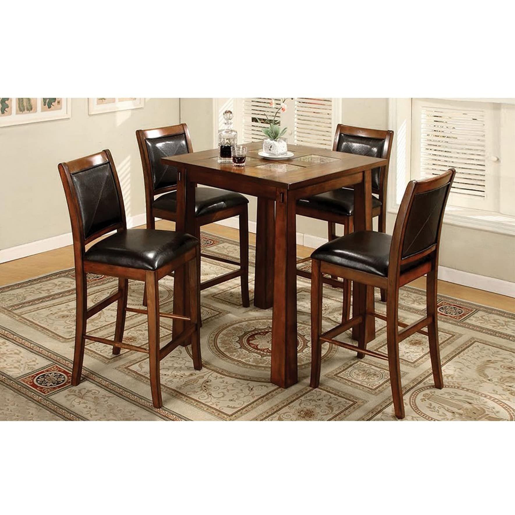 Furniture Of America Walwick Counter height Dining Chairs (set Of 2) (Wood, leatheretteChair dimensions 41.5 inches high x 22.5 inches wide x 19 inches longAvoid placing your furniture in direct sunlight and maintain at least two feet between furniture a