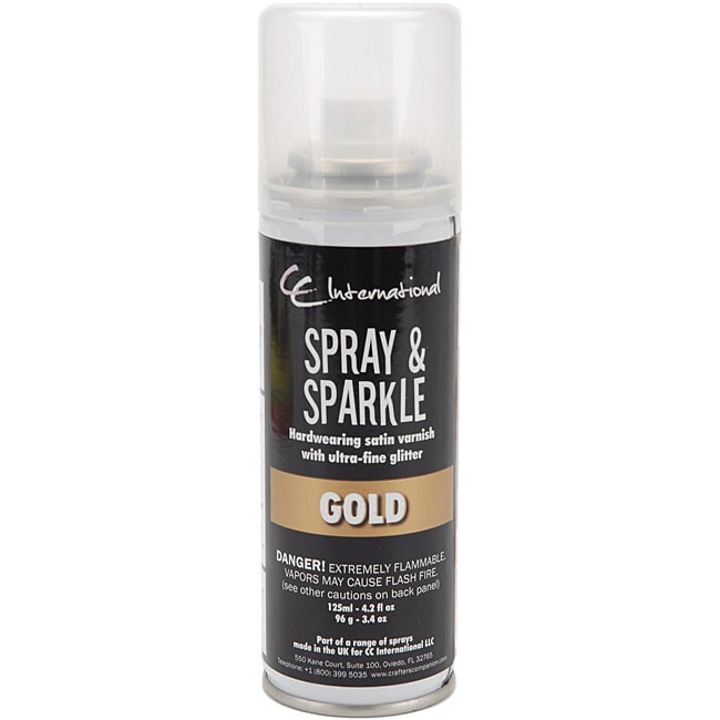 Spray and Sparkle Gold Glitter Spray (GoldAcid freeAvailable in a 4.2 ounce aerosol spray can WARNING Contents under pressure and extremely flammable. )