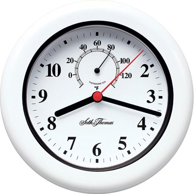 Seth Thomas Aqua White Plastic Quartz Weather resistant Clock