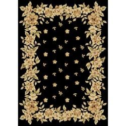 Sebago Gardenia Black Floral Area Rug (5'3 x 7'7) 5x8   6x9 Rugs