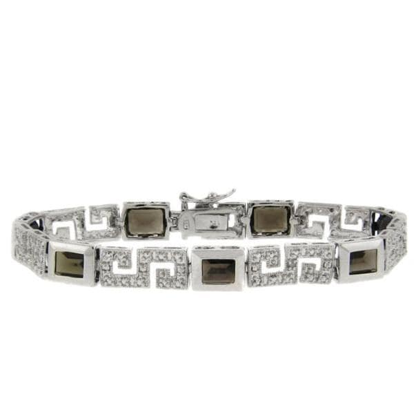 Shop Dolce Giavonna Sterling Silver Smokey Quartz and Diamond Accent ...