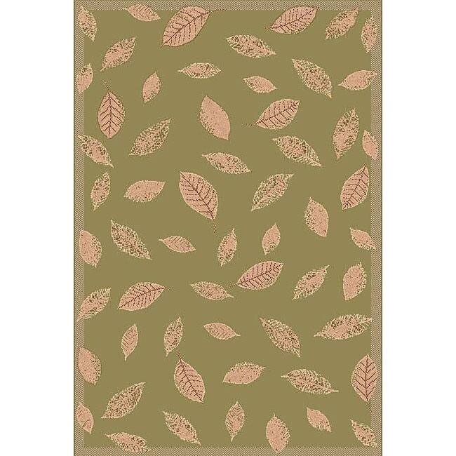 Leaf Floral Green Rug (4'11 x 7'6)