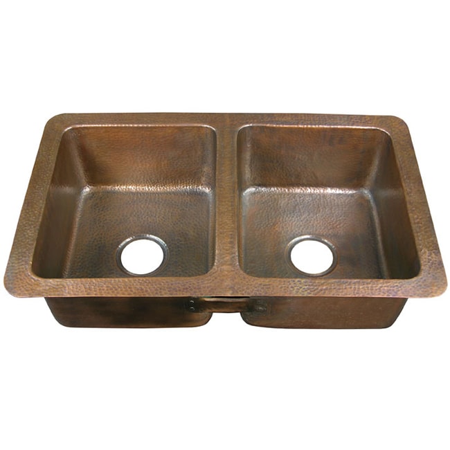 Shop Copper factory CF164AN Double-bowl Drop-in Antique ...