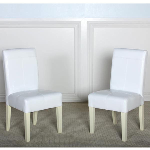 slide 2 of 3, Isabella White Patent Leather Dining Chair (Set of 2) by Christopher Knight Home