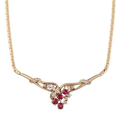 Kabella 14k Yellow Gold Ruby and 1 3/4ct TDW Diamond Necklace (I-J, I1-I2)