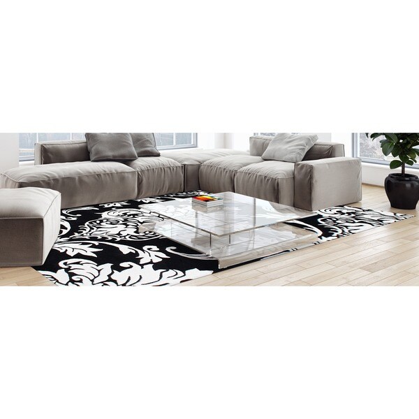 Alliyah Handmade Black New Zealand Blend Wool Rug (8' x 10') - 8' x 10'