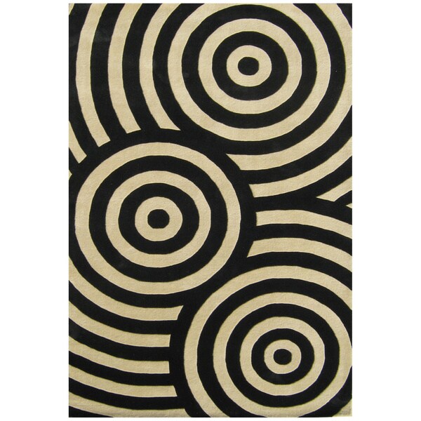 Alliyah Handmade Black New Zealand Blend Wool Rug (8' x 10') - 8' x 10'