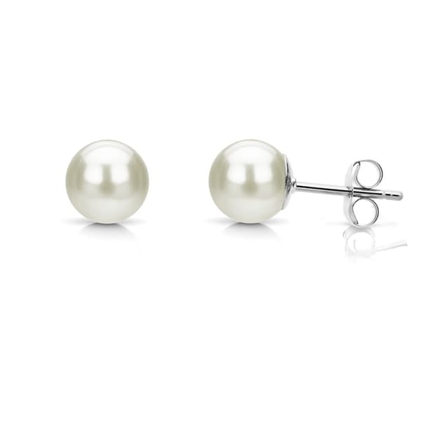 14k White Gold 4 mm Freshwater Cultured Pearl Stud Earrings