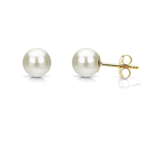 Davonna 14k Gold 4 5mm White Round Freshwater Pearl Stud Davonna 14k Gold 4 5mm White Round Freshwater Pearl Stud Earrings