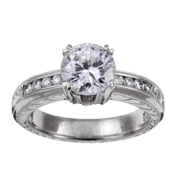Tacori Platinum CZ and 1/4ct TDW Diamond Engraved Engagement Ring (G, VS)