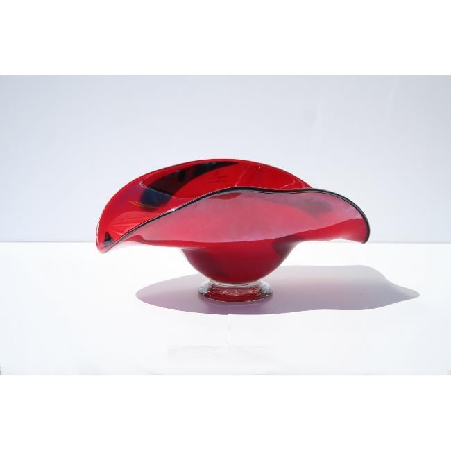 Hand blown Glass Decorative Burnt Orange Dish (OrangeHand blown glassClean with a wash clothMeasures 19 inches high )