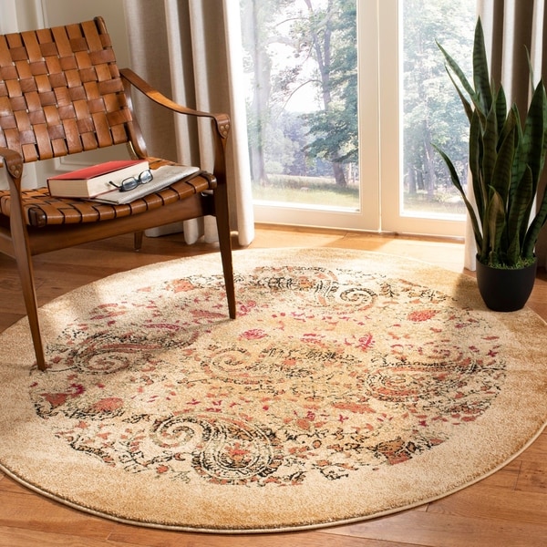 Safavieh Lyndhurst Traditional Paisley Beige/ Multi Rug - 5'3" x 5'3" round