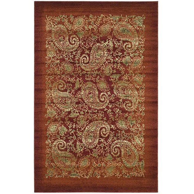 Lyndhurst Collection Paisley Red/ Multi Rug (5 3 X 7 6)