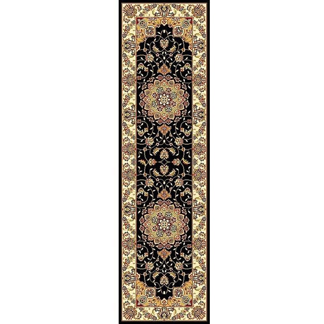 Lyndhurst Collection Traditional Black/ Ivory Runner (23 X 6)