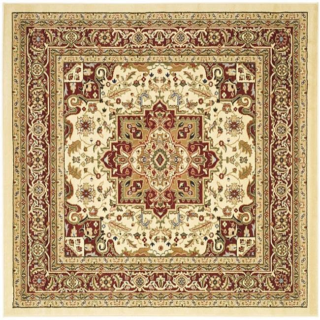 Lyndhurst Collection Traditional Ivory/red Rug (6 Square)