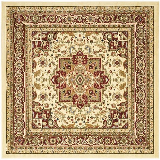 Lyndhurst Collection Ivory/red Oriental style Rug (8 Square)