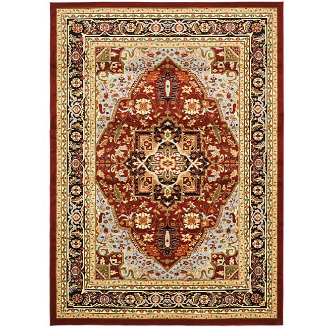 Lyndhurst Collection Traditional Red/black Area Rug (4 X 6)